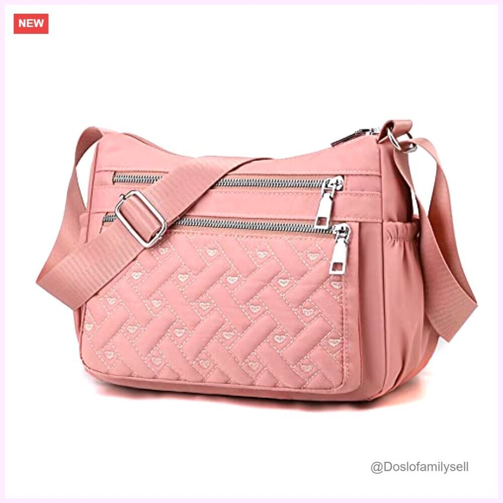 Nylon Crossbody Bag Multi-Pocket Lightweight Work Travel Shoulder Bag - Picture 4 of 7